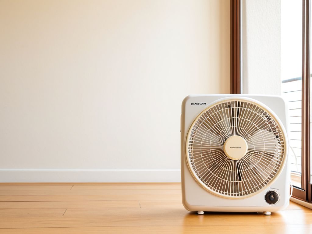 エアコンと扇風機を併用して空気を循環させる様子