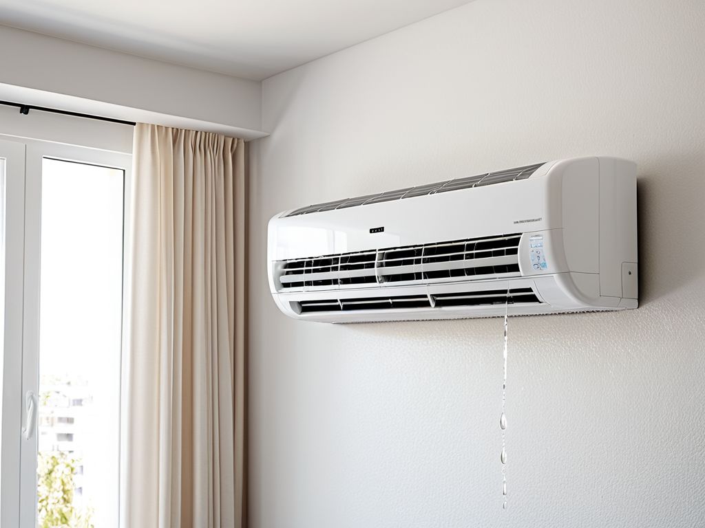 エアコンの室内機から水滴が落ちる様子