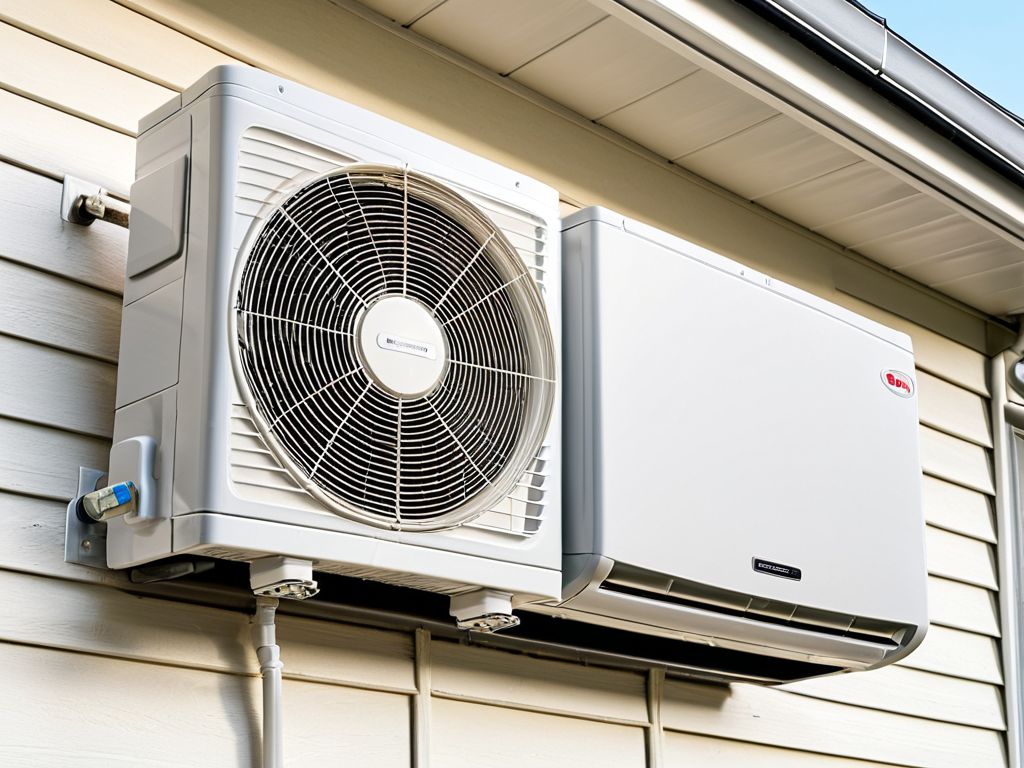 住宅の外壁に設置されたエアコンの室外機