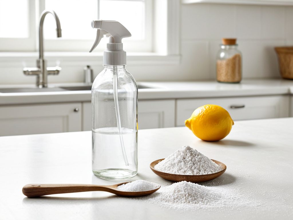 エアコン掃除用の重曹水とクエン酸水を計量スプーンで作る様子