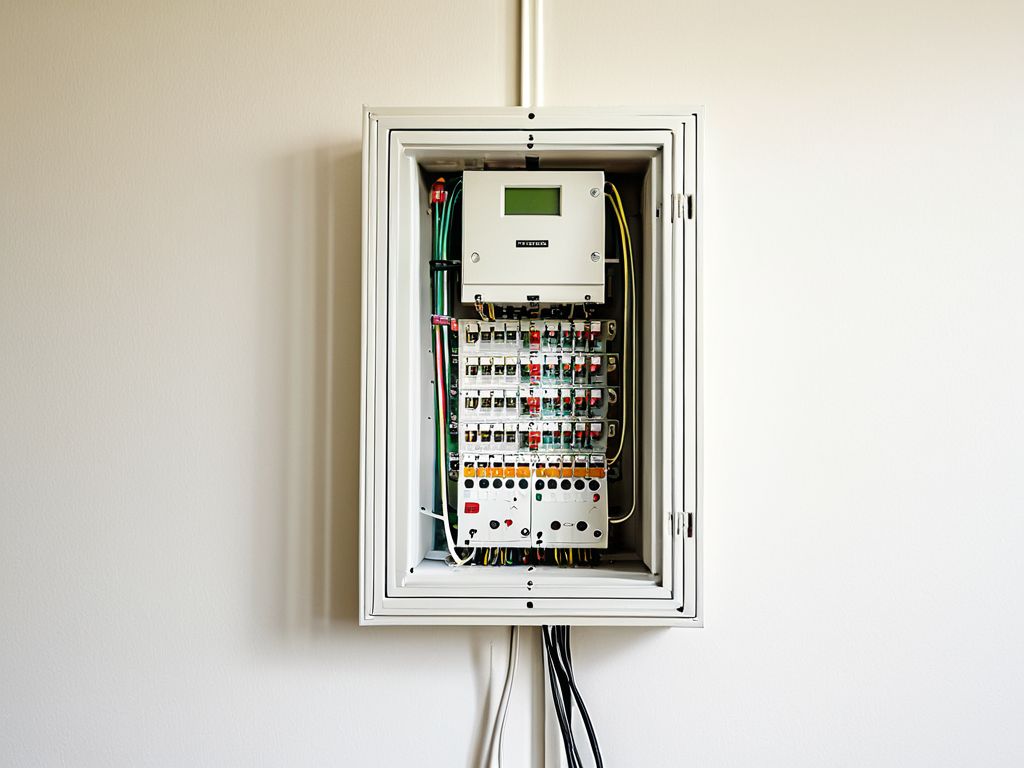 エアコン工事の分電盤とブレーカーの様子