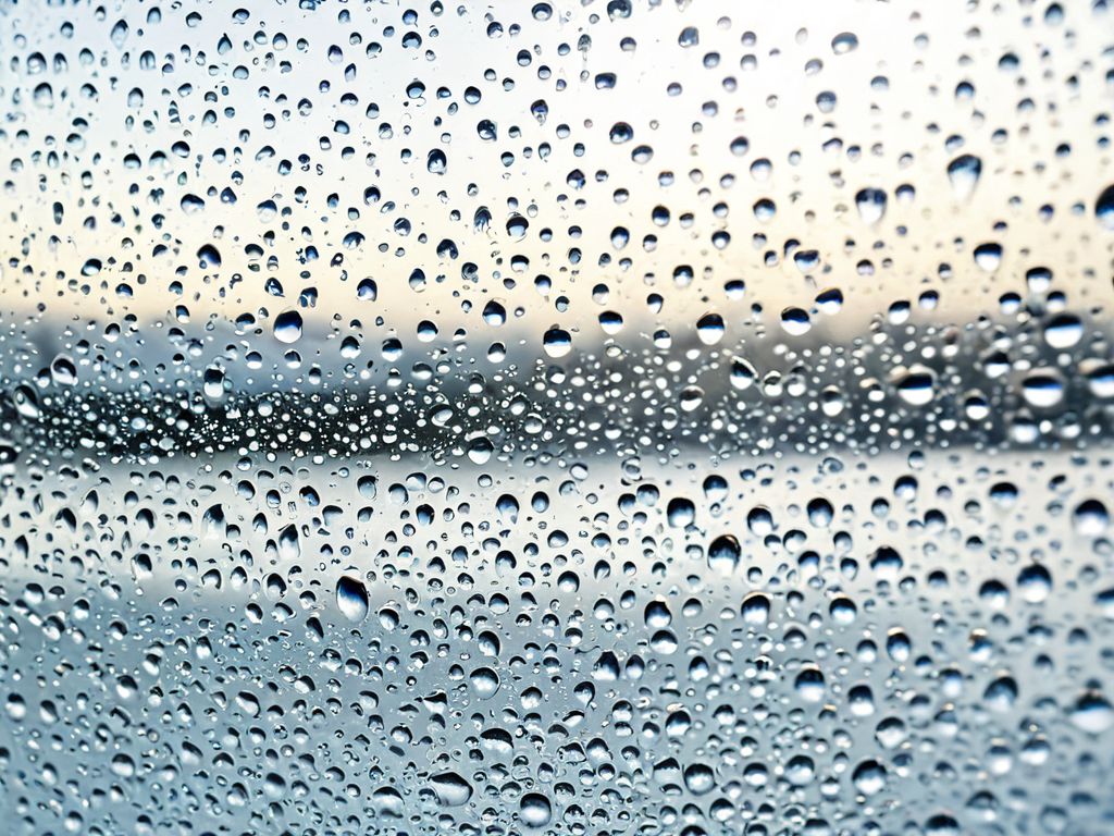 冷えた窓ガラスの表面についた細かい水滴