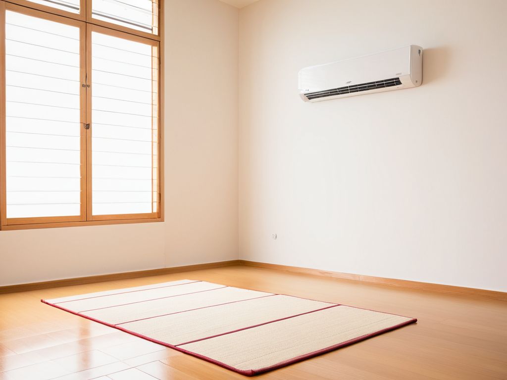 暖房を使う部屋の壁に取り付けられた壁掛けエアコンの室内機