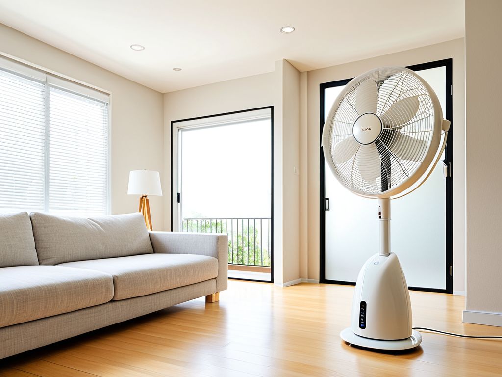 サーキュレーターで部屋の空気を循環させている様子