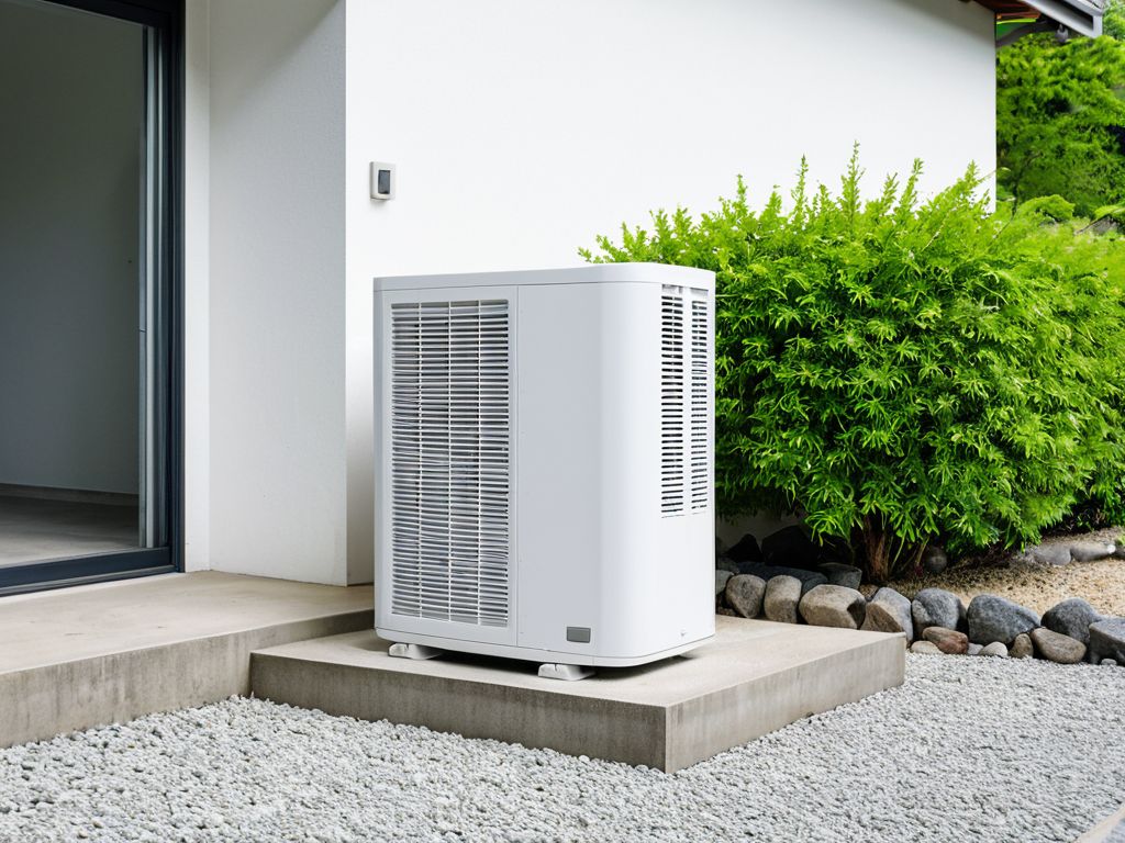 周囲に物のない場所に設置されたエアコンの室外機