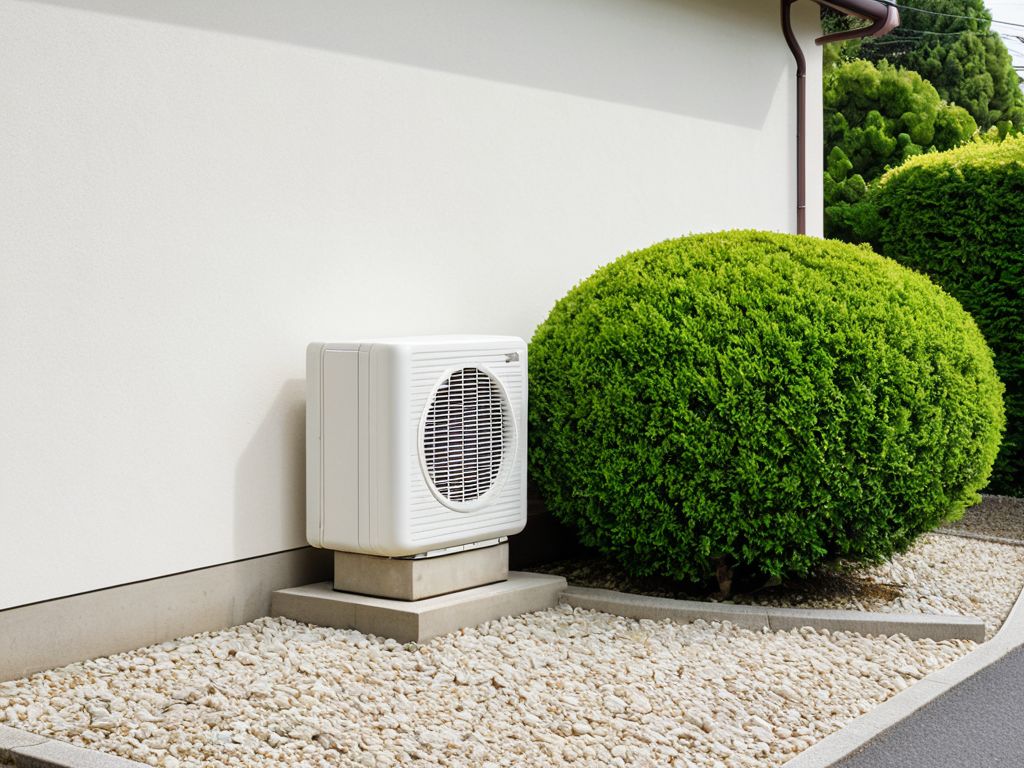 住宅の外に設置されたエアコンの室外機